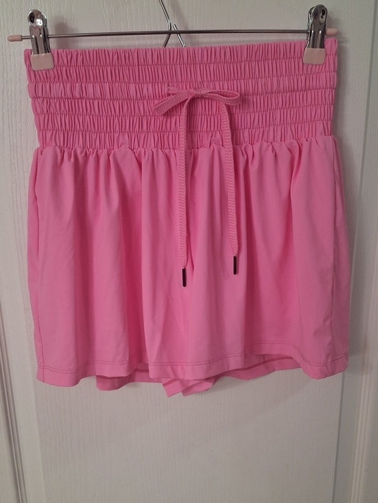 Pants - Pink Athletic Shorts With Inner Shorts Smocked Waist NWOT Size XS